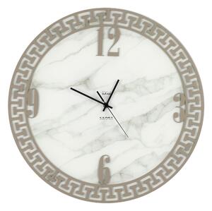 Struttura in vetro marmorizzato con applicazione Marmo GRECO Dimensioni 45xh 45 cm lancette ORO colore Tortora Pastello