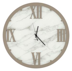 Struttura in vetro marmorizzato LUXUR con applicazione Marmo con quadrante in Vetro marmorizzato Dimensioni 45xh 45 cm lancette ORO colore Tortora