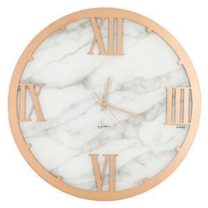 Struttura in vetro marmorizzato LUXUR con applicazione Marmo con quadrante in Vetro marmorizzato Dimensioni 45xh 45 cm lancette ORO colore Oro Metallizzato