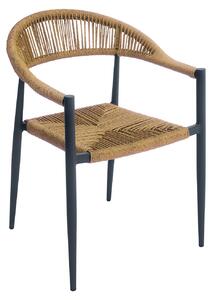 Sedia da Giardino 56x78x59 cm Milano con Corda Sintetica e Allumino Antracite e Paglia