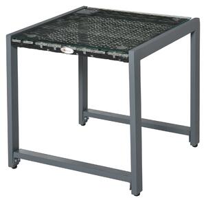 Tavolo da Giardino in Alluminio e Rattan Sintetico Grigio 50x49.5x50 cm