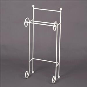 Porta asciugamani in Ferro battuto CON RICCIO dimensioni 34x24xh85 cm - peso 3,9 kg Stile classico Linea bagno Bianco Pastello