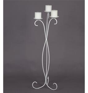Candelabro da terra in ferro a 3 braccia in ferro battuto Dimensioni 33x33x h 101 cm Portacandele con base e struttura in ferro battuto bianco pastello