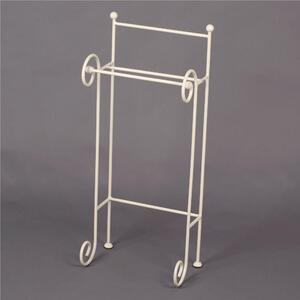 Porta asciugamani in Ferro battuto CON RICCIO dimensioni 34x24xh85 cm - peso 3,9 kg Stile classico Linea bagno AVORIO PASTELLO - PANNA