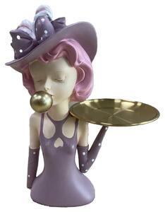 Statuina Donna in Resina rosa cm 22,8x13,3xh31