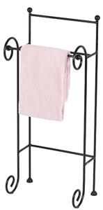 Porta asciugamani in Ferro battuto CON RICCIO dimensioni 34x24xh85 cm - peso 3,9 kg Stile classico Linea bagno Nero Pastello Opaco