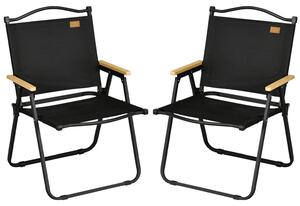 Set 2 Sedie per Esterni 54x59x78 cm Seduta in Tessuto Ox e Acciaio Nero