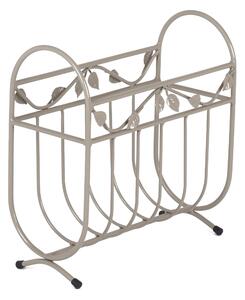 Portariviste in ferro battuto Modello Foglie Dimensioni lunghezza 42x20xh44 cm Stile classico colore Tortora Pastello