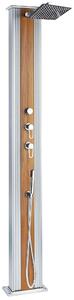 Doccia Solare Ibrida da Giardino 40L Miscelatore e Doccetta Lavapiedi Alluminio Metallizzato/Legno