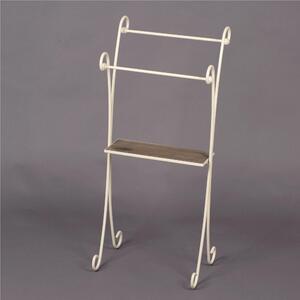 Porta asciugamano in ferro battuto con ripiano in legno dimensioni 44x30x h92 cm - peso 4,9 kg Stile classico Linea bagno Avorio Pastello Panna