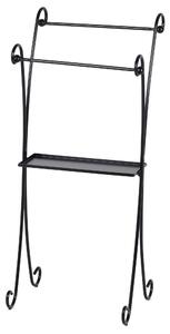 Porta asciugamano in ferro battuto con ripiano in Metallo dimensioni 41x31x h 93 cm - peso 4,5 kg Stile classico Linea bagno Nero Pastello Opaco