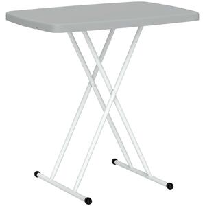Tavolino da Giardino Pieghevole 76x50x74 cm ad Altezza Regolabile in Metallo e HDPE Grigio Scuro