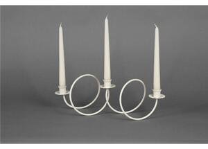 Candeliere, da tavolo o da terra 3 Fiamme in ferro battuto Dimensioni 24x15x h 34 cm Stile Classico moderno AVORIO PASTELLO - PANNA
