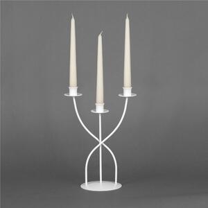 Candeliere, da tavolo o da terra 3 Fiamme in ferro battuto Dimensioni 24x15x h 34 cm Stile Classico moderno Bianco Pastello
