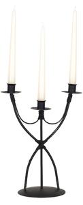 Candeliere, da tavolo o da terra 3 Fiamme in ferro battuto Dimensioni 24x15x h 34 cm Stile Classico moderno Nero Pastello