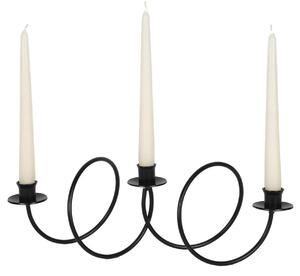 Candeliere, da tavolo o da terra 3 Fiamme in ferro battuto Dimensioni 24x15x h 34 cm Stile Classico moderno Nero Pastello opaco