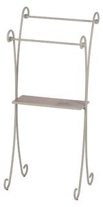 Porta asciugamano in ferro battuto con ripiano in legno dimensioni 44x30x h92 cm - peso 4,9 kg Stile classico Linea bagno Tortora Pastello