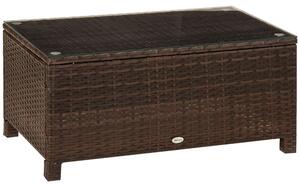 Tavolino da Giardino in Rattan Sintetico con Piano in Vetro Temperato Marrone 85x50x39 cm