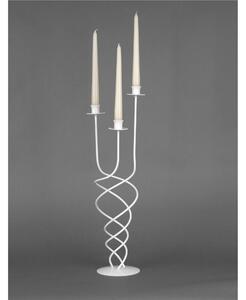 Candeliere, da tavolo iin Ferro attorcigliato 3 Fiamme in ferro battuto Dimensioni 19x19x h 56 cm Stile Classico moderno Bianco Pastello