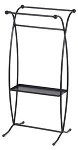 Porta asciugamani in Ferro battuto Con Piano In metallo dimensioni 38x30xh80 cm - peso 4 kg Stile classico Linea bagno Nero Pastello Opaco