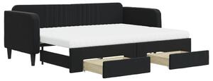 VidaXL Divano letto estraibile con cassetti Nero 80x200 cm Velluto