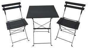 Set Tavolino e 2 Sedie Pieghevole 55x55x70 cm in Ferro Nero