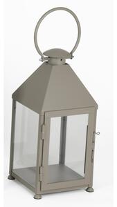 Lanterna classica In ferro Battuto stile Minimalista Dimensioni 25x25xh 48 cm - Adatta ad Ambienti Esterni ed Interni lavorazione artigianale colore Tortora Pastello