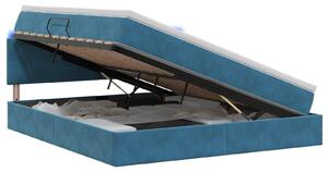 Letto a castello con contenitore LED vidaXL con materasso, blu scuro, 140 x 200 cm, velluto