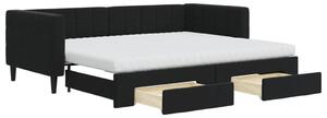 VidaXL Divano letto estraibile con cassetti Nero 90x200 cm Velluto