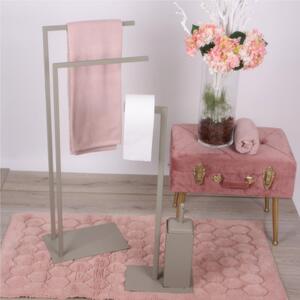 Porta asciugamani in ferro battuto Design Minimal 2 braccia dimensioni 37,5x20,5x86 h cm - peso 3 kg Stile Minimal Linea bagno Tortora Pastello
