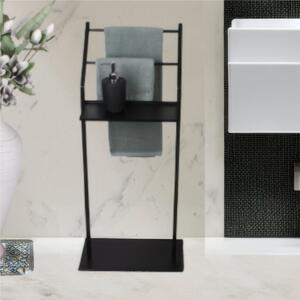 Porta asciugamani in ferro battuto Design Minimal dimensioni 37.5x17x h 86 cm - peso 3 kg Stile Minimal Linea bagno Nero Pastello opaco