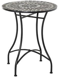 Tavolino da Giardino Ø60x71 cm in Metallo con Mosaico Nero