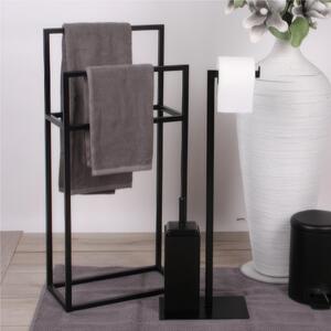 Porta asciugamani in ferro battuto Design Minimal dimensioni 37.5x17x h 86 cm - peso 3 kg Stile Minimal Linea bagno Nero Pastello opaco