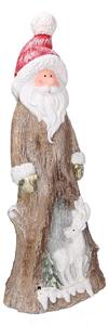 Babbo natale in resina tronco innevato con led marrone cm 23,5x16,5xh58