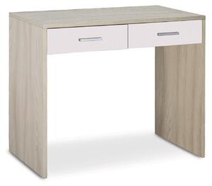 Scrivania da Ufficio 2 Cassetti 91x76x55 cm Olmo Chiaro/Bianco Fiammato