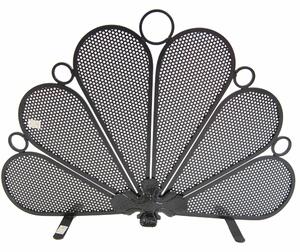Parascintille in ferro Battuto a forma di Ruota del PAVONE Dimensioni 76x18x h 54 cm - Peso 3,90 lavorazione artigianale colore nero