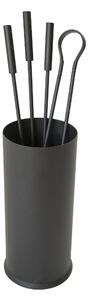 Set di accessori camino in Cilindro Ferro Battuto STYLE CHROME 16,5 x h58 cm - 4,5 kg colore NERO lavorazione artigianale in stile classico made In Italy 100x100