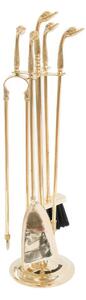 Gruppo per camino Set di accessori camino in ottone CIGNO 18xh 70 cm - kg Pomo Ottone lavorazione artigianale in stile classico made In Italy 100x100