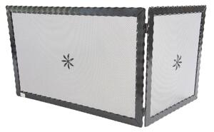 Parascintille ANGOLARE da 90 cm Reversibile in ferro Battuto Dimensioni 90,5 x50x h 50 cm - Peso 5,3 adattabile al profilo di camini angolari con angoli sia a destra che a sinistra. colore Nero