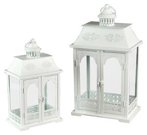 Set 2 Lanterne in Metallo bianco rettangolare