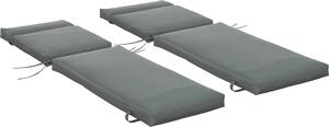 Set 2 Cuscini per Sdraio da Esterno 196x55x8 cm Imbottiti in Cotone con Cinghie Grigio Scuro