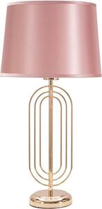Lampada da Tavolo Krista Ø28x55 cm in Ferro PVC e Tessuto Oro e Rosa