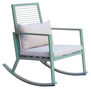 Sedia a Dondolo da Giardino 65x91x89 cm con Cuscino in Alluminio Verde