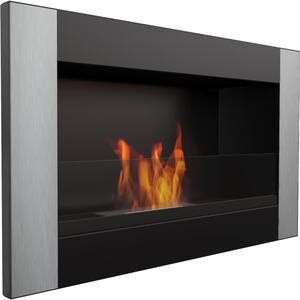 Biocamino Da Parete GOLF VERDICAL TUV CON VETRO Dimensioni 64,8x14,4x h37,4cm - peso 6,6 kg colore nero metallizzato E NERO
