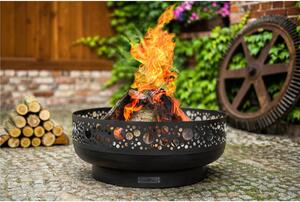 Braciere da Giardino BOSTON in Acciaio Naturale - Diametro 80cm, Altezza 33cm, Spessore 2mm - Artigianale di Alta Qualit�, Fabbricato in Europa