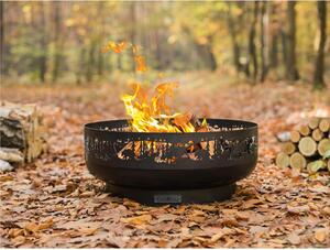 Braciere da Giardino FOREST in Acciaio Naturale - Diametro 80 cm, Altezza 33 cm, Spessore 2 mm - Artigianale di Alta Qualit�, Prodotto in Europa