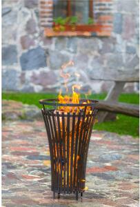 Caminetto da Esterno costruito con barre piatte di acciaio DI 2 cm, FLAME Prodotto a mano Dimensione 45x h 76 cm - peso 17 kg con bordo ampio anche x la presa