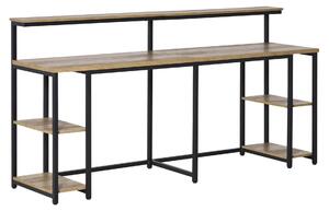 Scrivania da Ufficio Doppia 200x53x100 cm in Metallo e MDF Nero Marrone