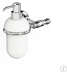 Dosatore sapone Liquido in Ottone Cromato Collezione 900 Dimensione 17,5,5x12,4xh 18,2 cm, bicchiere in ceramica in acciaio inox stile moderno cromo