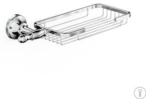 Porta spugna griglia in Ottone cromato Collezione 900 Dimensione 24x12,8xh 5,5 cm in acciaio inox stile moderno cromo
